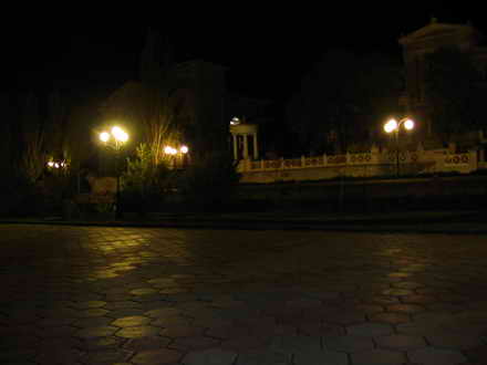 Evening quay in lights