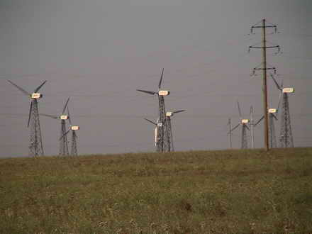 Field of wind turbines in the area of ​​Evpatoria