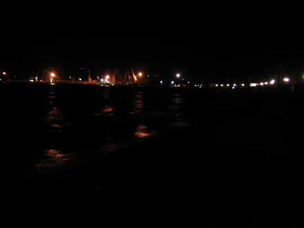 Night city view from the sea