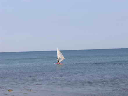 Blue in the sea, and sky too